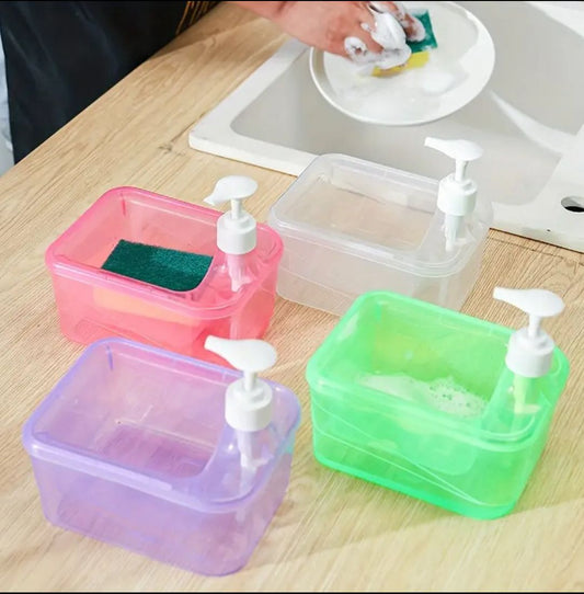 حامل إسفنجة مع موزع ماء أو صابون Porte-éponge avec distributeur d’eau ou de savon Sponge Holder with Water/Soap Dispenser