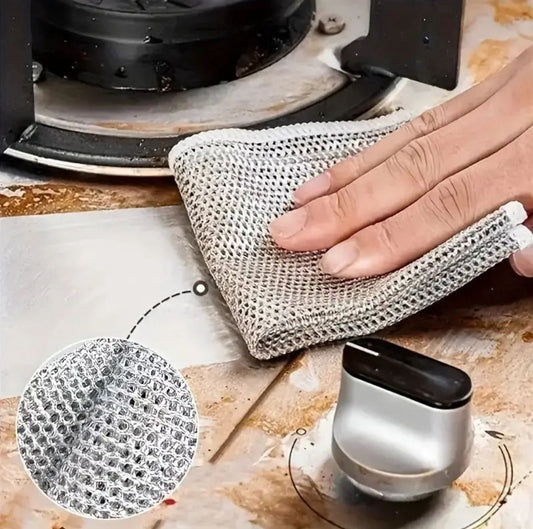 5 قطع من مناشف تنظيف الأواني المعدنية / Lot de 5 chiffons métalliques pour la vaisselle / 5pcs Steel Wire Scrubbing Cloth Set