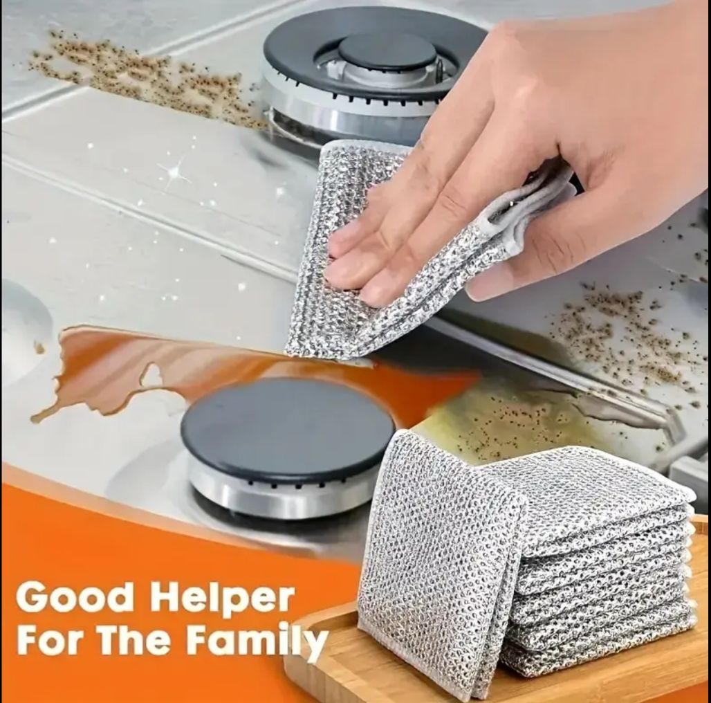 5 قطع من مناشف تنظيف الأواني المعدنية / Lot de 5 chiffons métalliques pour la vaisselle / 5pcs Steel Wire Scrubbing Cloth Set