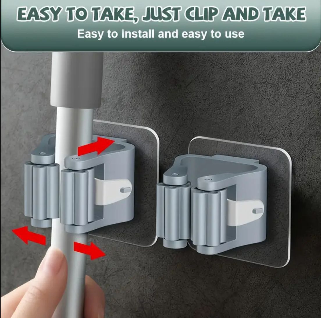 مشبك تثبيت للممسحة / أدوات التنظيف Support mural pour balai / serpillière Mop & Broom Holder Clip