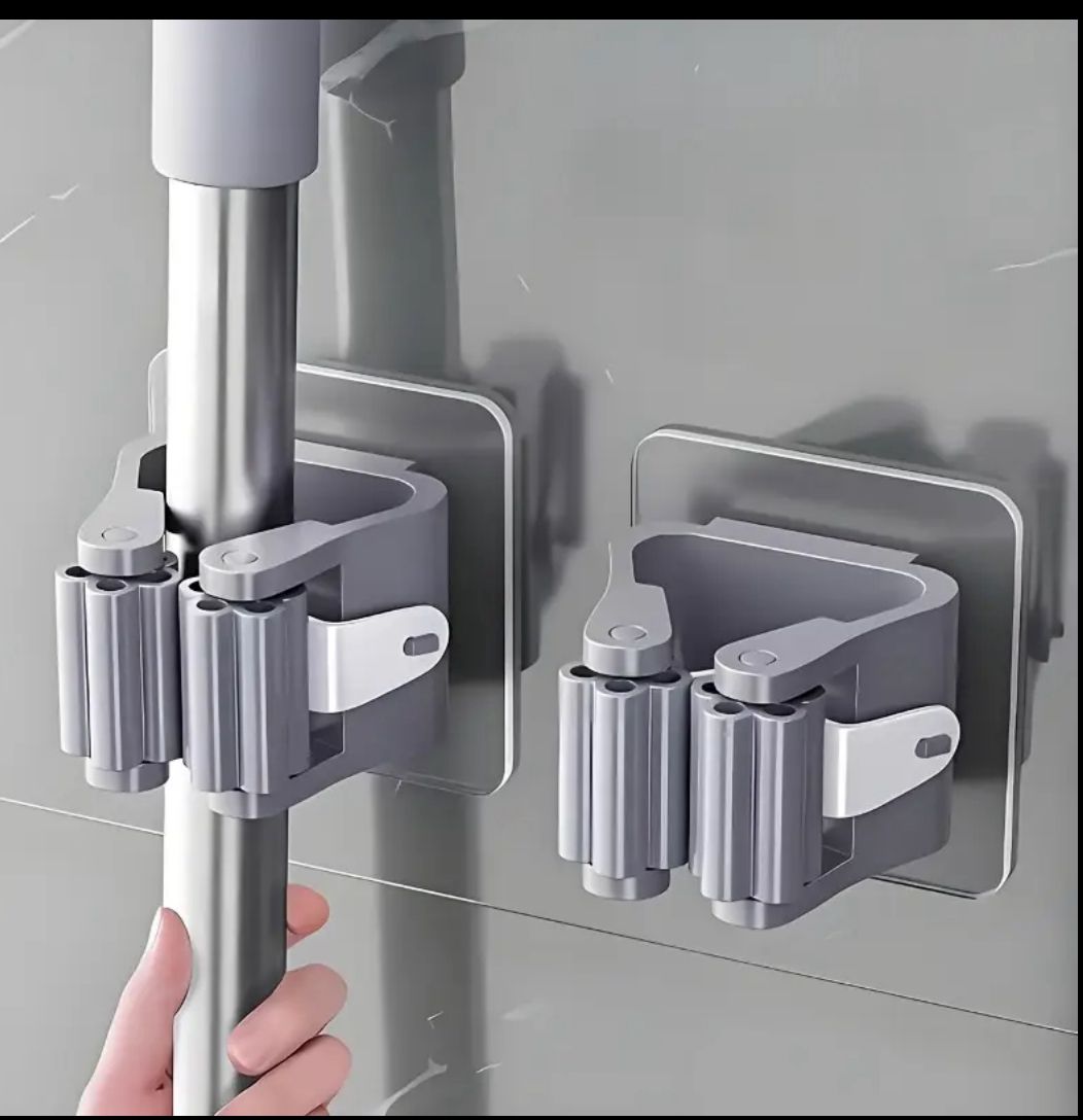 مشبك تثبيت للممسحة / أدوات التنظيف Support mural pour balai / serpillière Mop & Broom Holder Clip