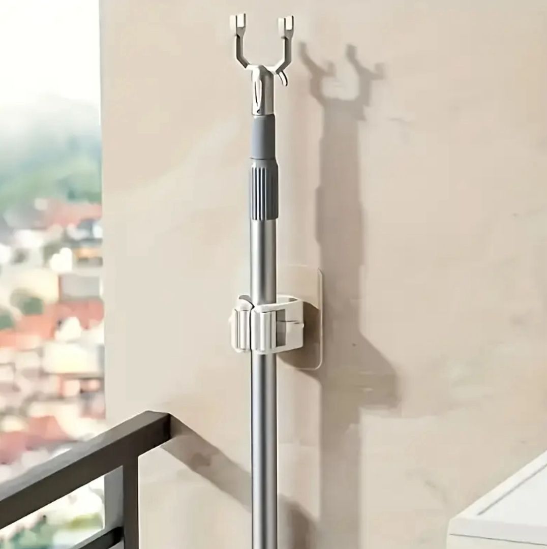 مشبك تثبيت للممسحة / أدوات التنظيف Support mural pour balai / serpillière Mop & Broom Holder Clip