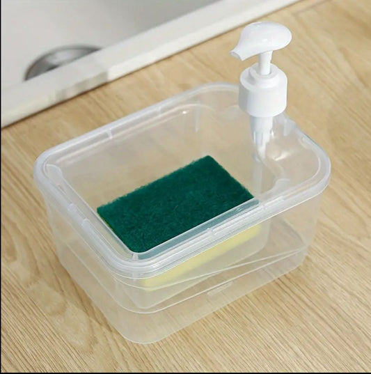 حامل إسفنجة مع موزع ماء أو صابون Porte-éponge avec distributeur d’eau ou de savon Sponge Holder with Water/Soap Dispenser